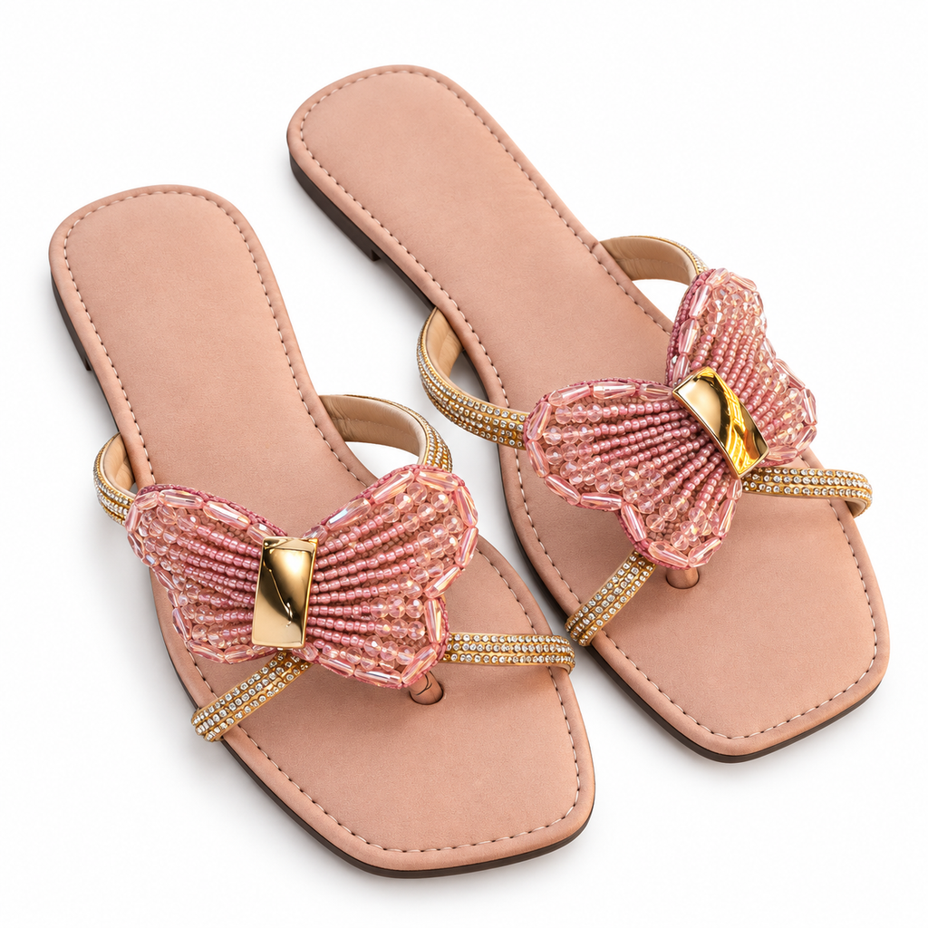 Blush Bow Embellished Flats