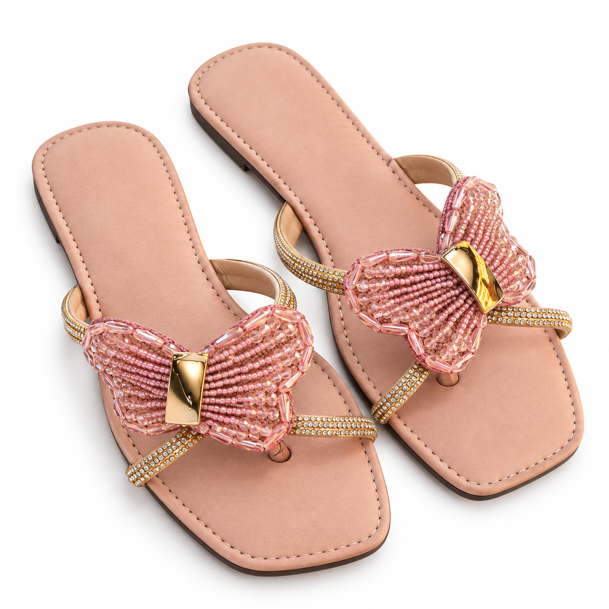 Blush Bow Embellished Flats