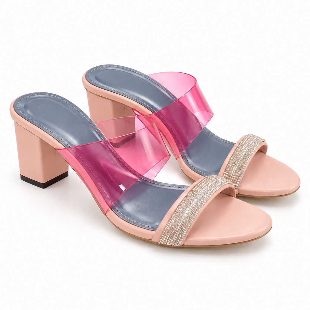 Transparent Pink Heels for women by Norva footwear - view 2