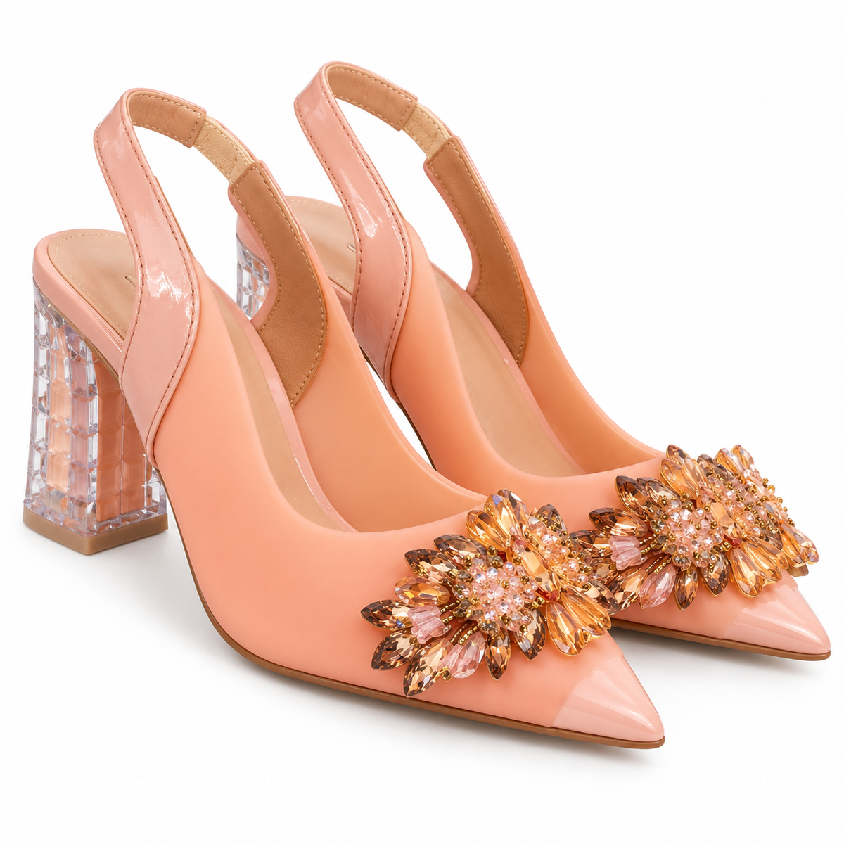 Pink Open Shoes Transparent Party Wear for women by Norva footwear - view 2