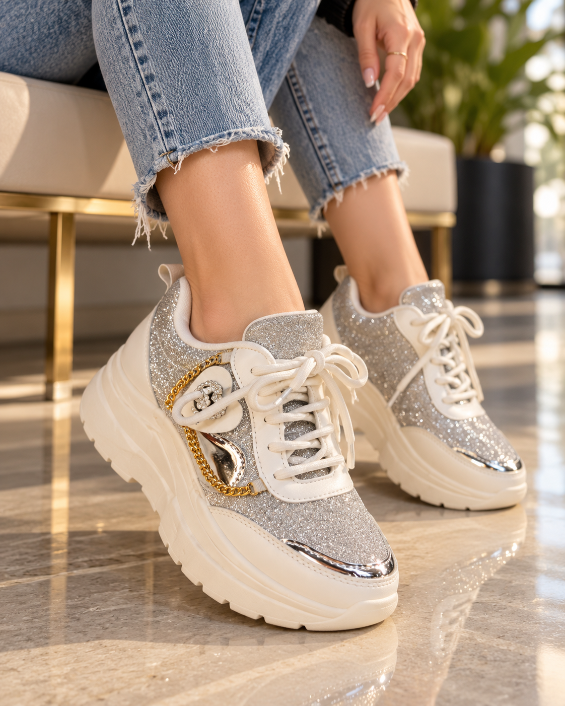 Silver Spark Chunky Sneakers