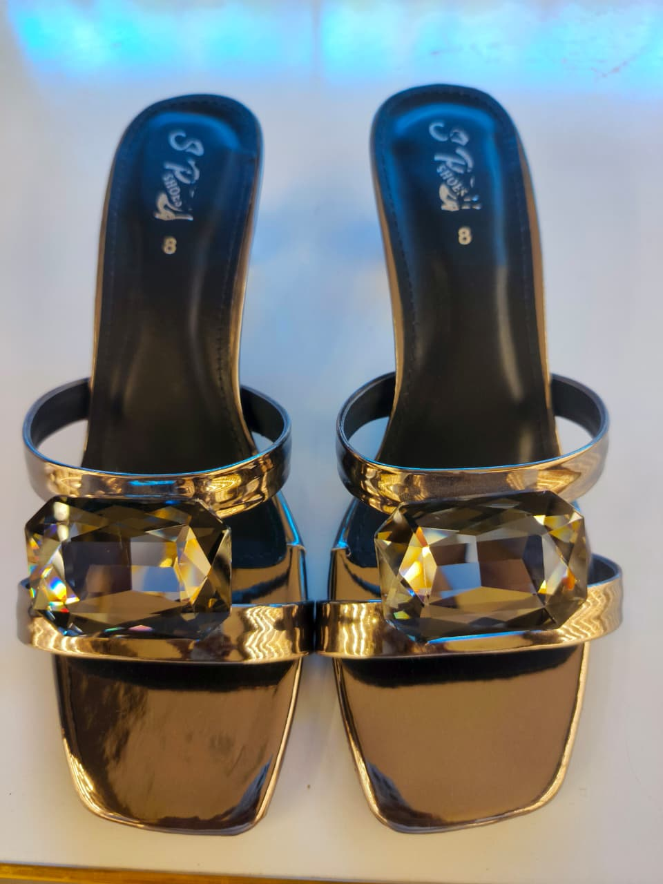 Glamorous Gold Gemstone Mule Sandals for women by Norva footwear - view 2