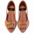 Nude Satin Buckle Ballet Flats for women by Norva footwear