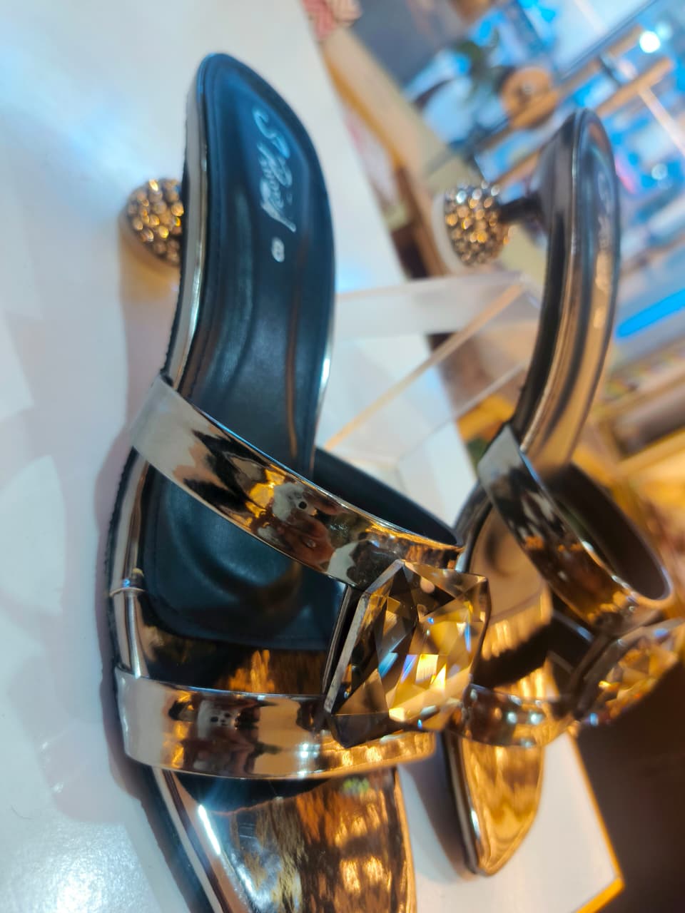 Glamorous Gold Gemstone Mule Sandals for women by Norva footwear - view 3
