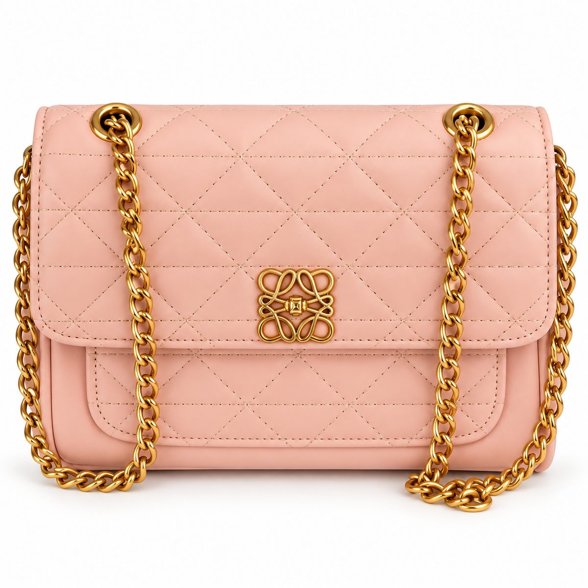 Blush Quilted Chain Shoulder Bag
