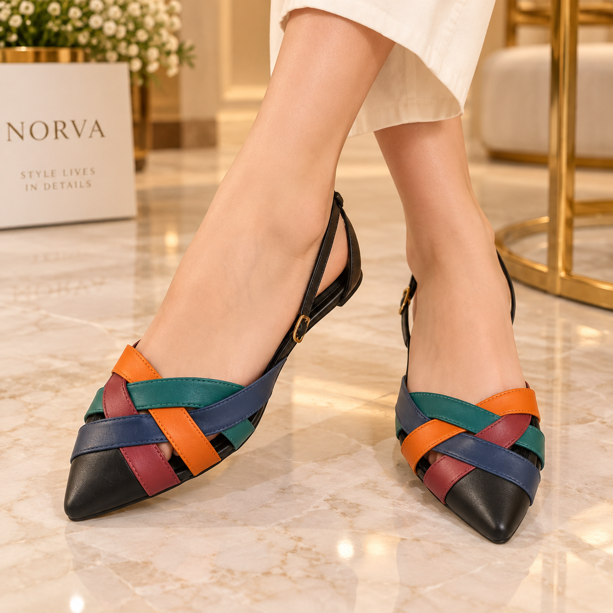 Jewel-Tone Woven Strap Heel Sandal for women by Norva footwear - view 3